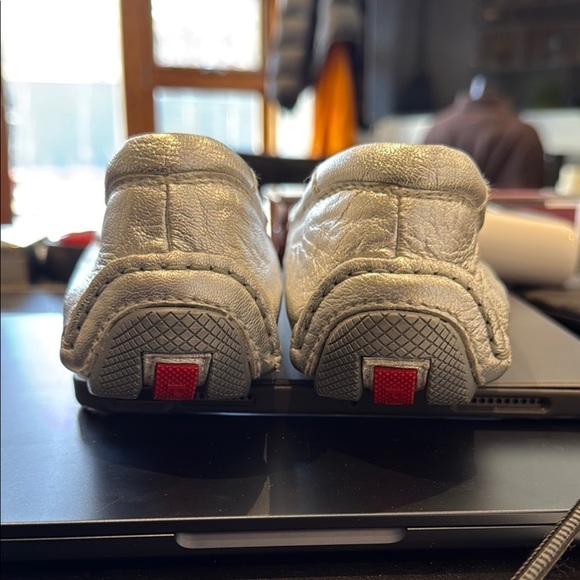 Prada Silver Chain Detail Loafers - Picture 5 of 8